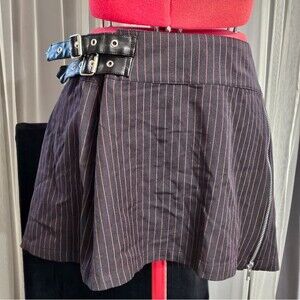 Dolls Kill Current Mood Retired Pinstripe Black Mini Skirt